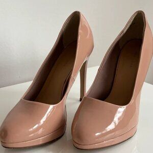 Elegant Nude Patent Leather High Heels